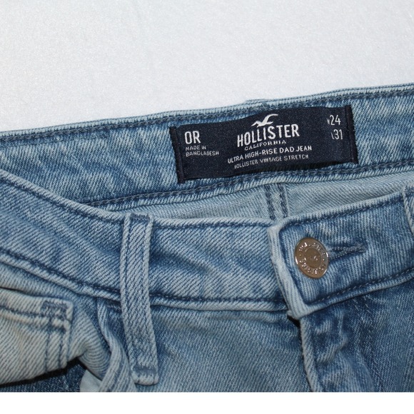 Hollister Ultra High Rise Dad Jean Size 24/31 Colorblock Straight Leg 0R - Picture 4 of 6